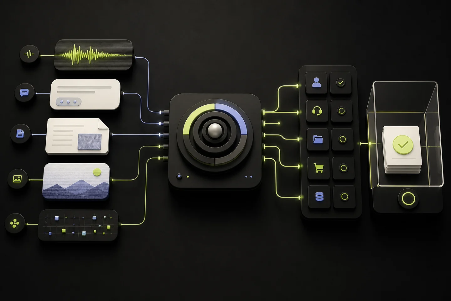 Original CoreRiqo Labs visualization of a multimodal AI operations agent